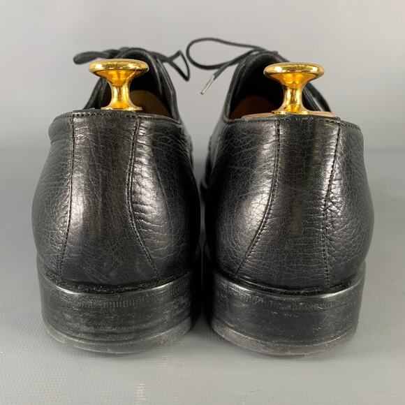 GIORGIO ARMANI Size 9.5 Black Textured Leather Round Toe Lace Up Shoes main image 7